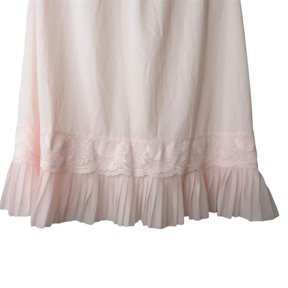 Vintage 60s Nani Flower Half Slip Pink Accordion Pleated Lace Hemline Glam PinUp - Picture 8 of 10